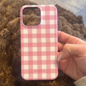 Burga Pink Gingham iPhone 15 Pro Max Case